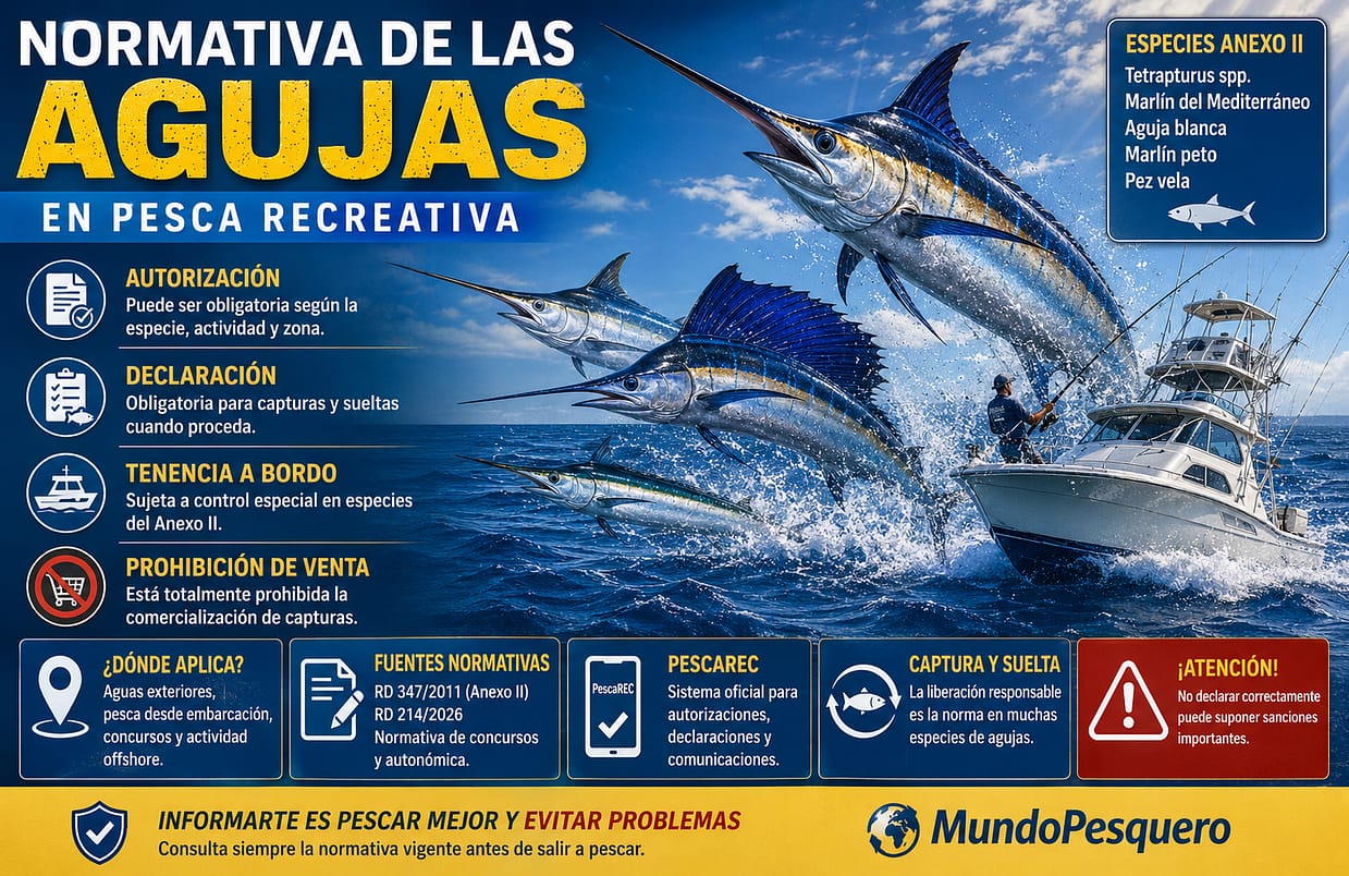 normativa de las agujas en pesca recreativa