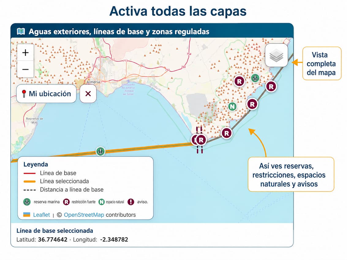 todas las capas activadas en el mapa de líneas base reservas y zonas reguladas