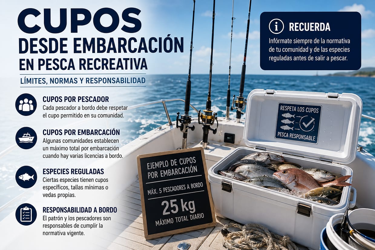 cupos desde embarcación en pesca recreativa