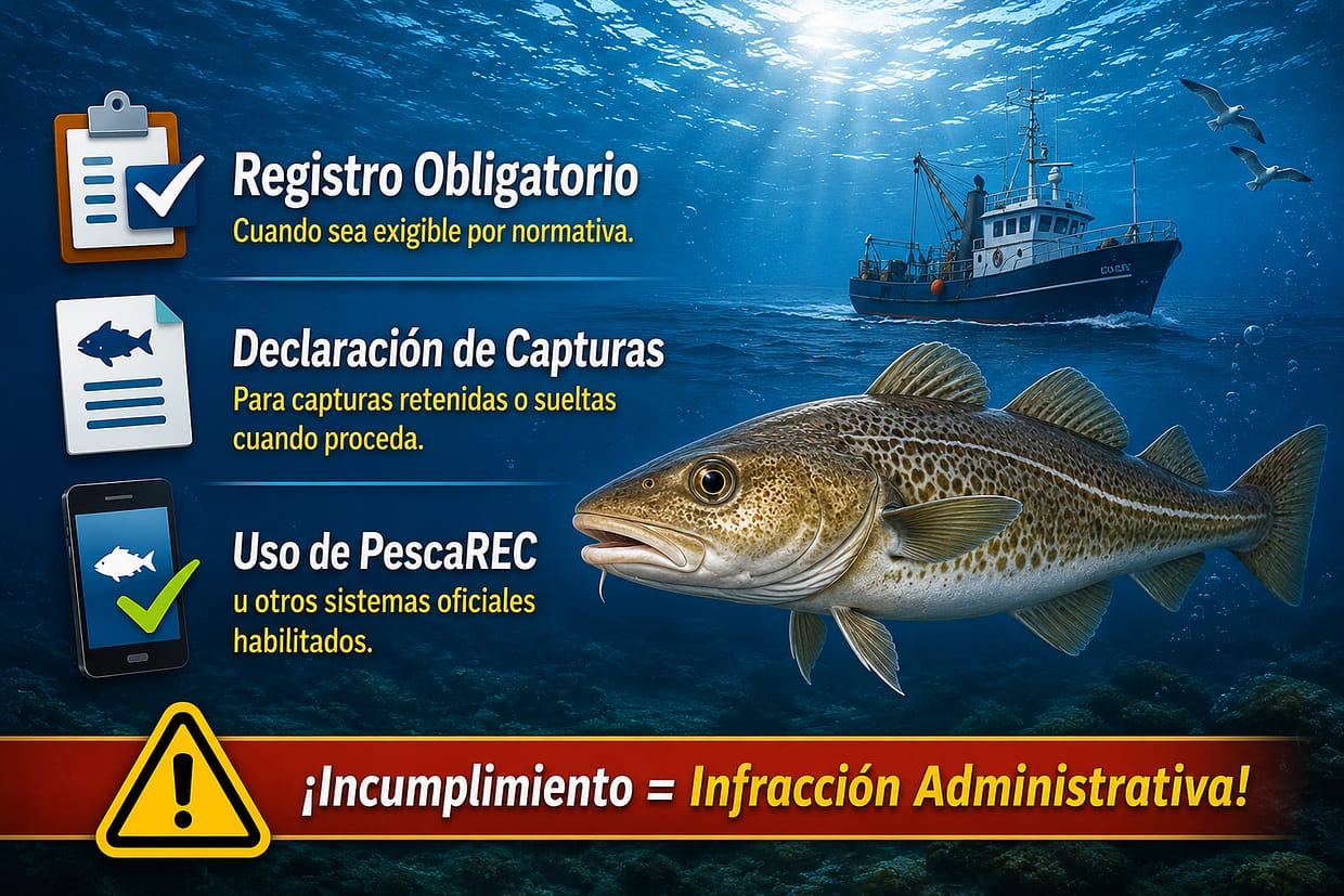 declaración de capturas de bacalao en pesca recreativa