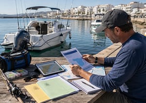 licencias y autorizaciones de pesca recreativa en España con documentos de pesca en puerto
