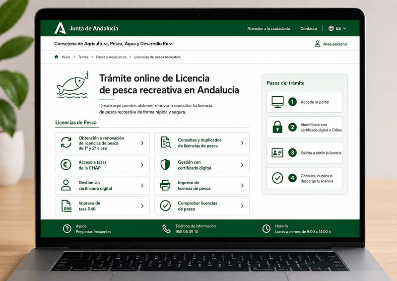 Trámite online de la licencia de pesca marítima recreativa en Andalucía