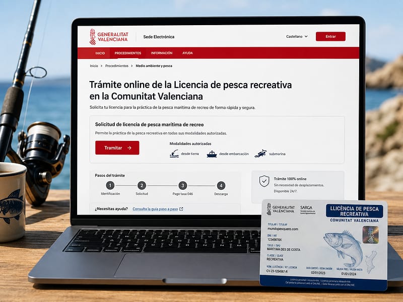 Trámite online para solicitar la licencia de pesca marítima recreativa en la Comunitat Valenciana