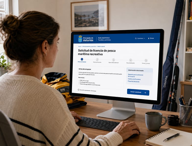 Trámite online para solicitar la licencia de pesca marítima en Asturias desde miPrincipado